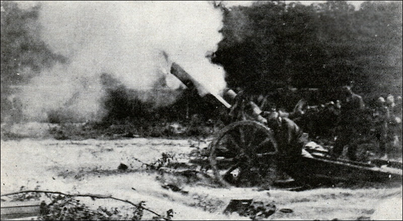 17th F.A. firing a captured German howitzer near Vaux-Castile