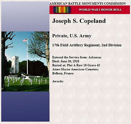 Joseph S. Copeland, Battery B. 17th FA