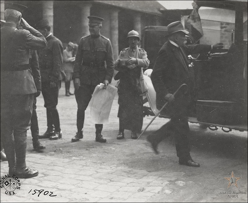 Premier Georges Clemenceau leaving Second Division Headquarters 6-26-1918