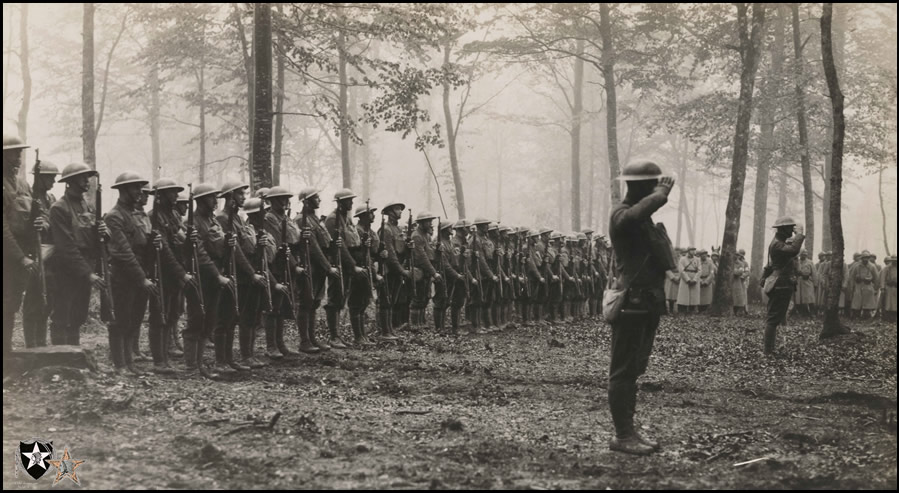 5th Regiment Marines on review at Camp Legettes, France