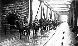 15th Field Artillery crossing the Rhine River December 14, 1918.