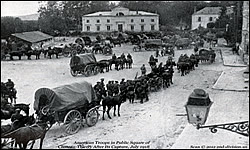 American troops in public square of Chateau-Thierry after its capture, July 1918.