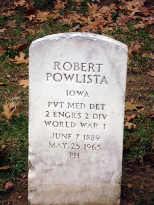 Robert Powlista Gravestone at Arlington Cemetery