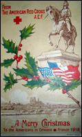 Red Cross Christmas card for American Soldiers in Orleans, France in 1918.