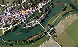 Map showing three bridges at Pouilly-sur-Meuse, France