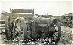 German Gun mounted on RR Car Left in Champagne Retreat. 18, Oct. '18