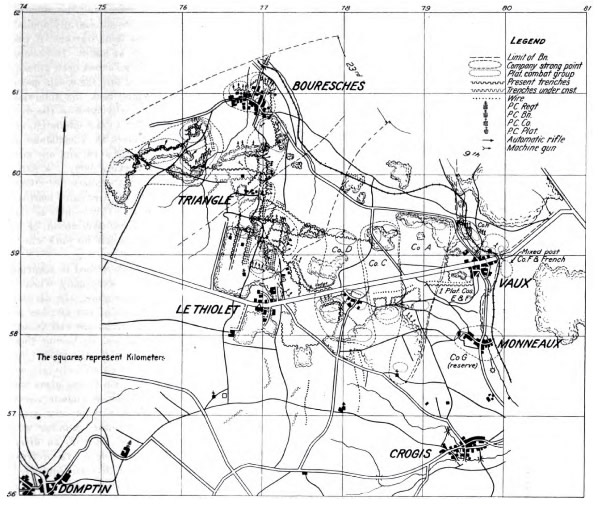 Map of 2nd Engineers participation at Belleau Wood