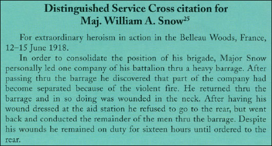 Distinguished Service Cross citation for Maj. William A. Snow